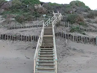 Timber construction at Wilderness Garden Estates with dune stabilization using poles